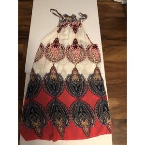 Pakula Pink Paisley Bohemian Halter Summer Dress with Tie around neck
